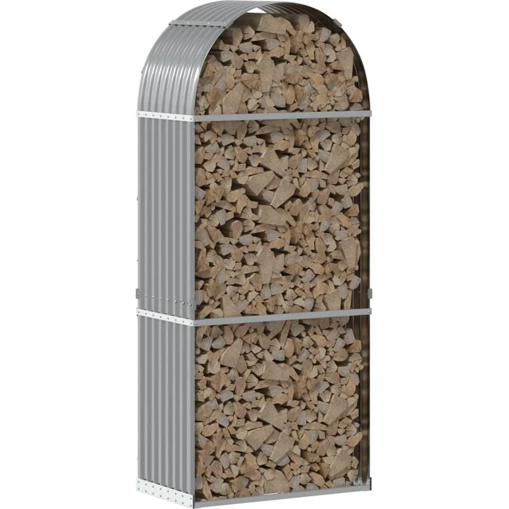 vidaXL Kaminholzunterstand Hellgrau 80x45x190 cm Verzinkter Stahl 364550 – Bild 2