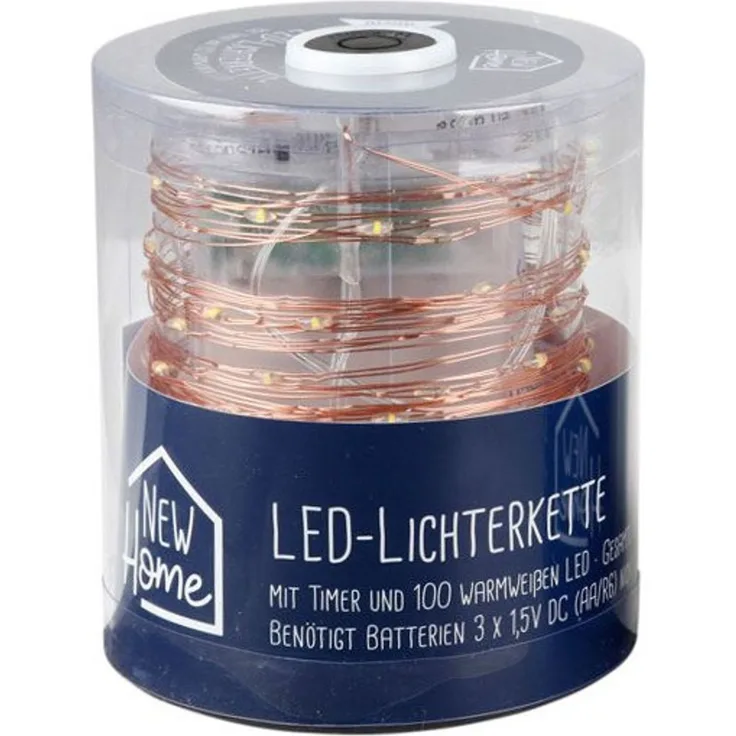Innen-Lichterkette mit Timer 100 LEDs warmweiß Drahtlichterkette Dekolicht 9,9m