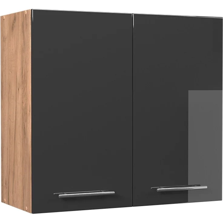 Hängeschrank Fame-Line Anthrazit Hochglanz/Goldkraft Eiche 80 cm Vicco – Bild 1