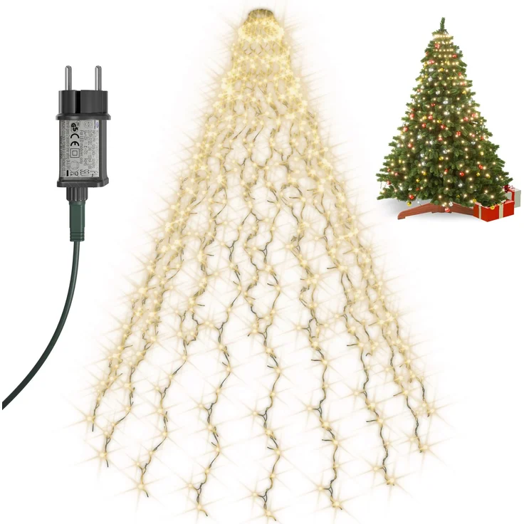 Monzana® Weihnachtsbaumbeleuchtung mit Ring 3m 640 LED Lichterkette – Bild 1