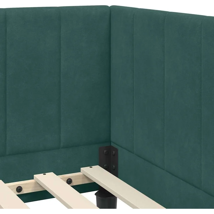 vidaXL Eckbettgestell mit Kopfteil Dunkelgrün 80 cm x 200 cm Samt 42016330 – Bild 7