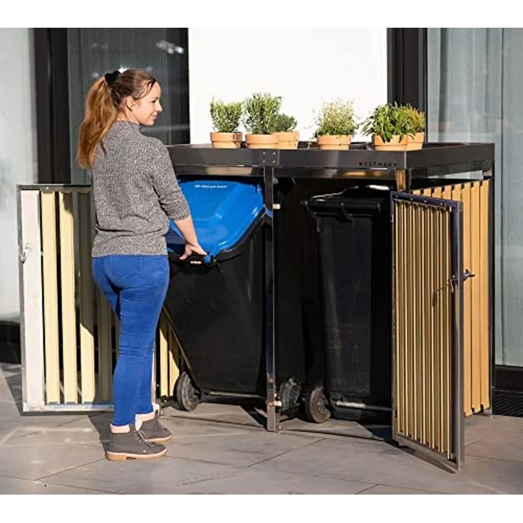 Westmann Mülltonnenbox Planta Edelstahl | 2x240 L – Bild 4