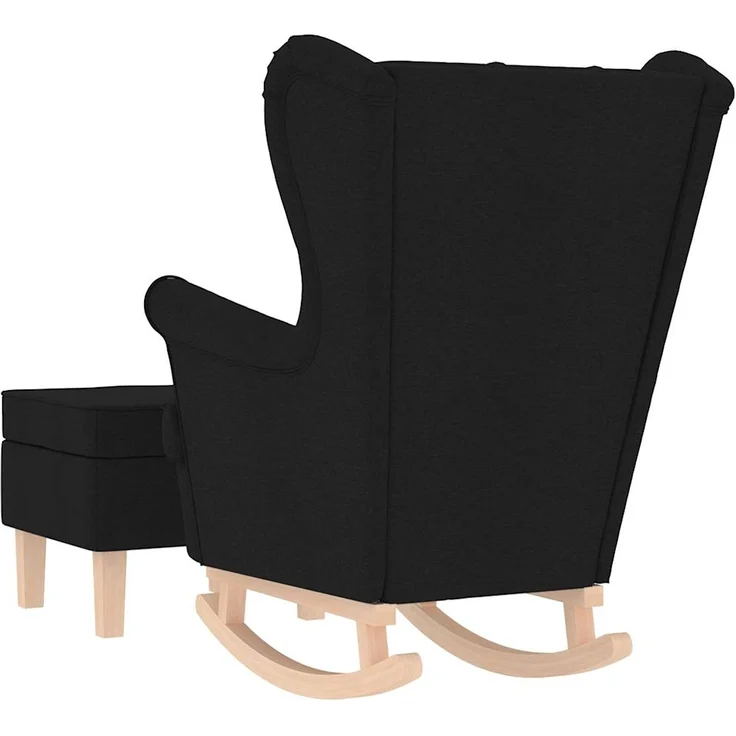 vidaXL Schaukelstuhl mit Fußhocker Schwarz Stoff 3307999 – Bild 5