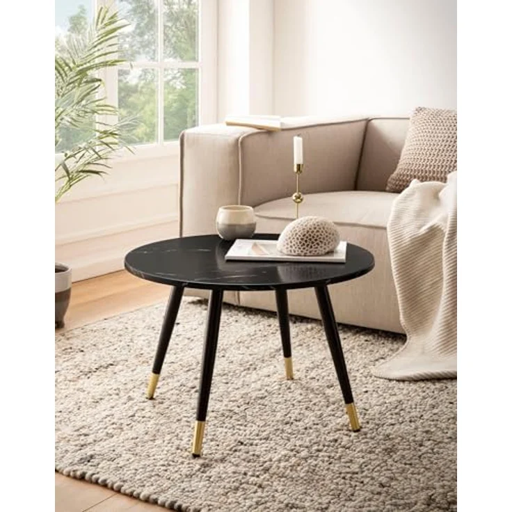 MID.YOU Couchtisch, Schwarz, aus Holzwerkstoff, rund, konisch, 60x41x60 cm, einfacher Aufbau – Bild 3