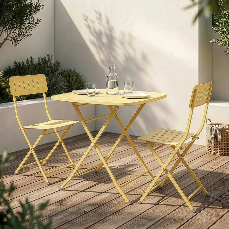 Klapptisch Sande Stahl 71x70x70 cm Gelb [en. casa] – Bild 7