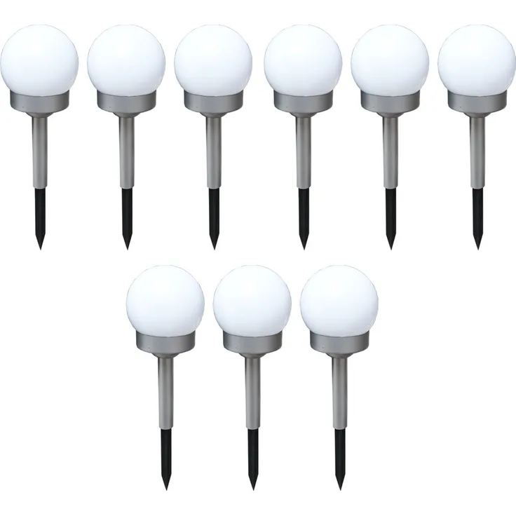 9x LED Solar Stecklampen Kugelform, Durchmesser 10 cm, SOLAR