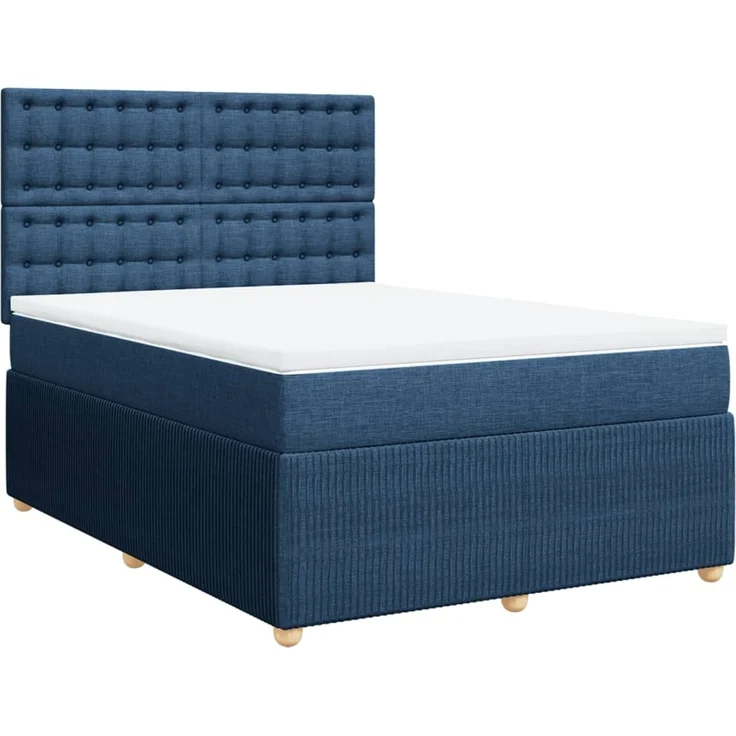 vidaXL Boxspringbett mit Matratze Blau 160x200 cm Stoff 3294427 – Bild 3