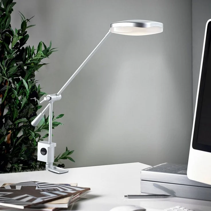 MeLiTec LED Schreibtischlampe T126, warmweiß, LED, Schreibtischleuchte, Leseleuchte, Büroleuchte, Nachttisch, chrom, Klemmfuß – Bild 1