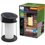 Philips Juda UltraEffiziente Solar-Wandleuchte, Austauschbare Solarlampe mit Bewegungssensor, 2700K warmweißes Licht, Schwarz