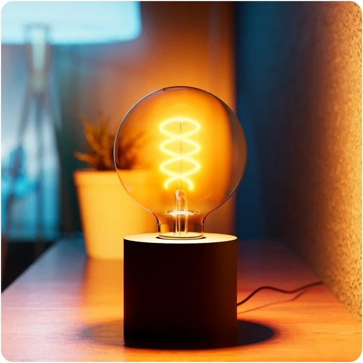 SSC-LUXon LED Spiegelleuchte NAMBI Wand- & Tischlampe schwarz mit Steckerkabel mit LED E27 Globe, Extra Warmweiß – Bild 5