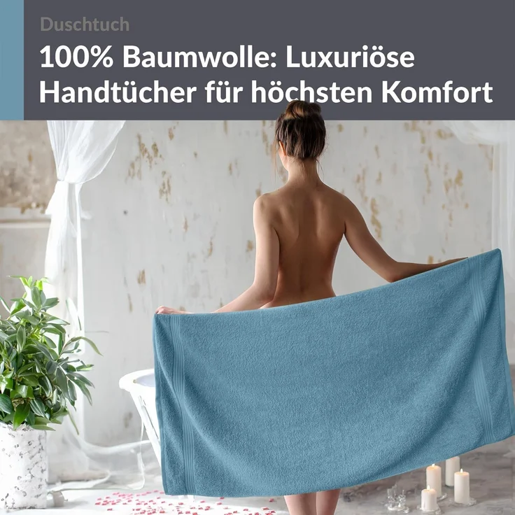 Lashuma Duschtuch Linz, Frottee (1-St), Baumwoll Badetuch blau 70x140 cm – Bild 6