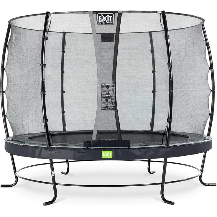 EXIT Elegant Trampolin ø305cm mit Economy Sicherheitsnetz - schwarz Trampolin über der Erde Rund 100 kg 3 Jahr(e) Sicherheitsnetz Montage erforderlich