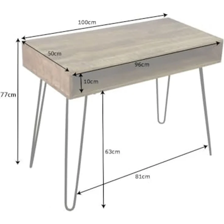 riess-ambiente Schreibtisch SCORPION 100cm natur, Arbeitszimmer · Massivholz · Metall · Home Office – Bild 3