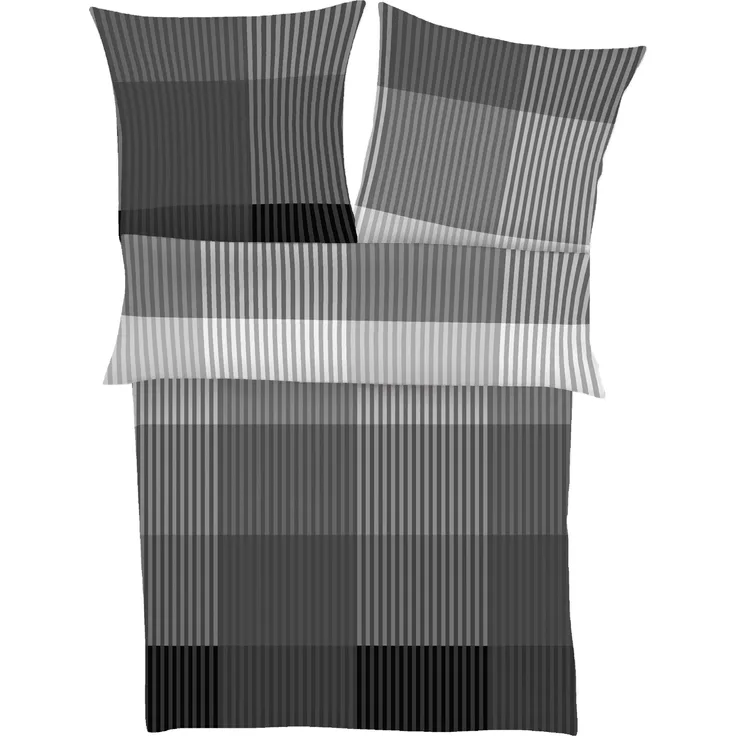 IBENA Bettwäsche BUGATTI Flanell BL 155x220 cm grau Bettbezug Bettzeug