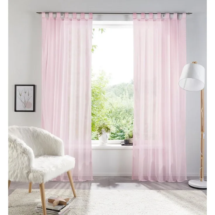 OTTO home Gardine XANA (1 St), Schlaufen, transparent, Voile, Bestseller, einfarbig, 1 bzw. 2 Schals, pflegeleicht, preiswert!