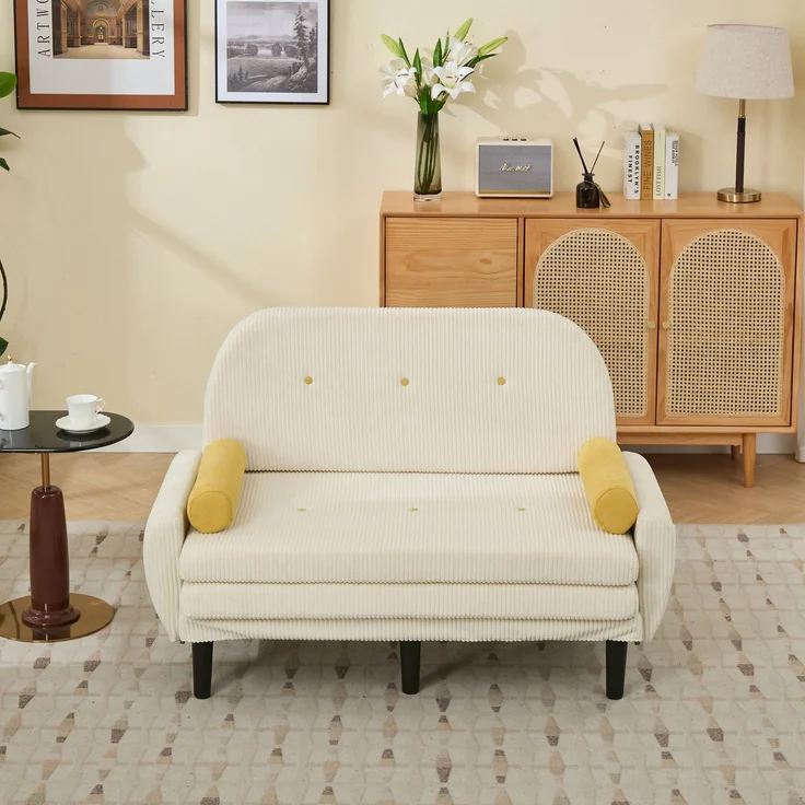 ZUBALIYA Sofa mit Stauraum, mit Cordbezug, mit Schaumstoffpolsterung, für Wohnzimmer und Apartments, mit stabilem Untergestell – Bild 1