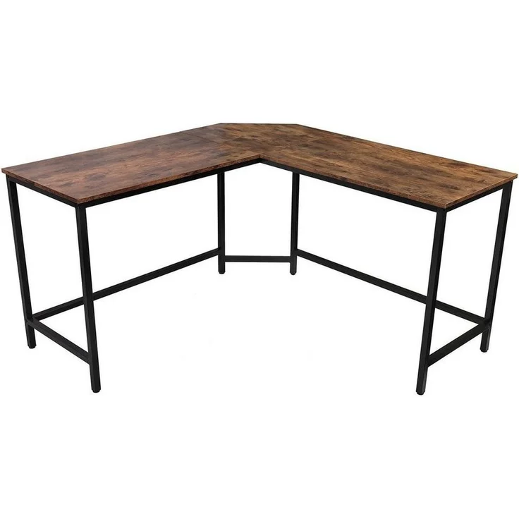 VENDOMNIA Eckschreibtisch L Form - industrial Design, aus Metall (135x50 cm, Schwarz Braun, Computertisch Bürotisch Arbeitstisch Büro Vintage Retro Laptop PC) – Bild 5