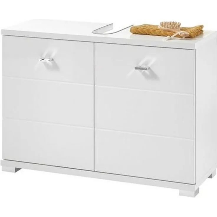 Waschbeckenunterschrank >Peter< in Weiß aus MDF - 80x57x30cm (BxHxT)