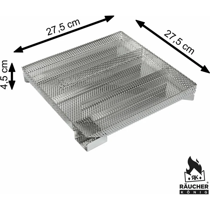 Räucher König Metall Kaltraucherzeuger Single Gr. L, Edelstahl Silber 27,5 x 27,5 x 4,5 cm – Bild 9