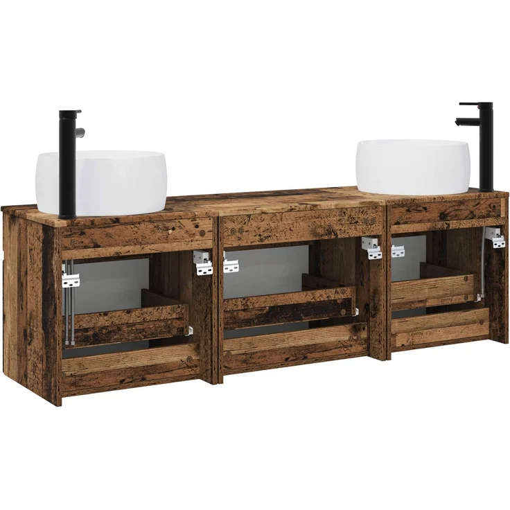 vidaXL Badezimmerschrank-Set 3 stk. Altholz 157 x 44,5 x 80 cm 3405775 – Bild 7