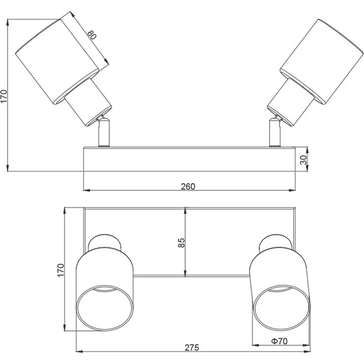 Reality Deckenstrahler 2er Spot Cadiz E14 schwarz Metall Glas – Bild 5