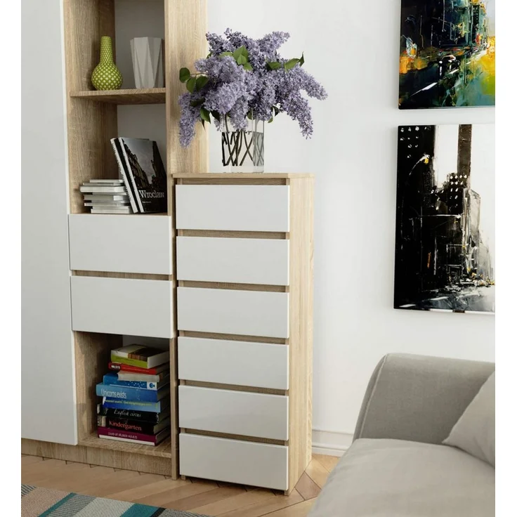Raumhirsch Furniture Kommode mit 6 Schubladen 40 cm breit Holz Schrank, (viele Farbvarianten - Maße: 109 x 40 x 35 cm) - Hochwertig & stabil – Bild 2
