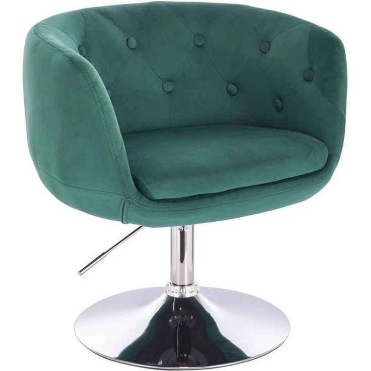 SVITA Panama Retro Loungestuhl Cocktailsessel Dunkelgrün Samt-Optik Tellerfuß – Bild 1