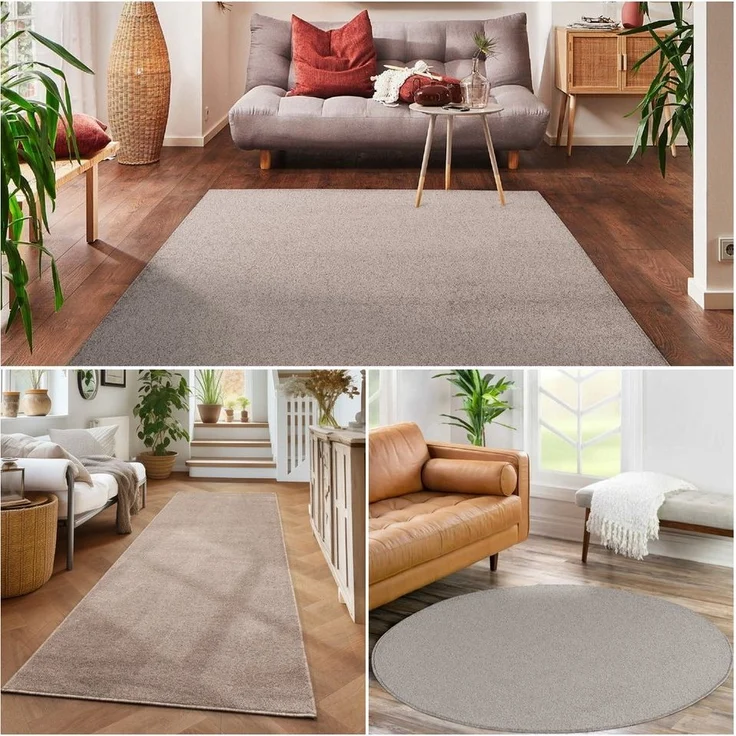 Carpettex Veloursteppich Unicolor - Einfarbig, Läufer, Höhe: 11 mm, Einfarbig Kurzflor Teppich Wohnzimmer verschiedene farben und größen – Bild 2