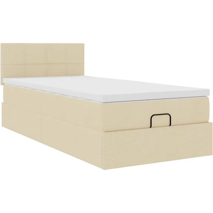 vidaXL Ottoman-Bett mit Matratze Creme 100x200 cm Stoff 3311440 – Bild 4