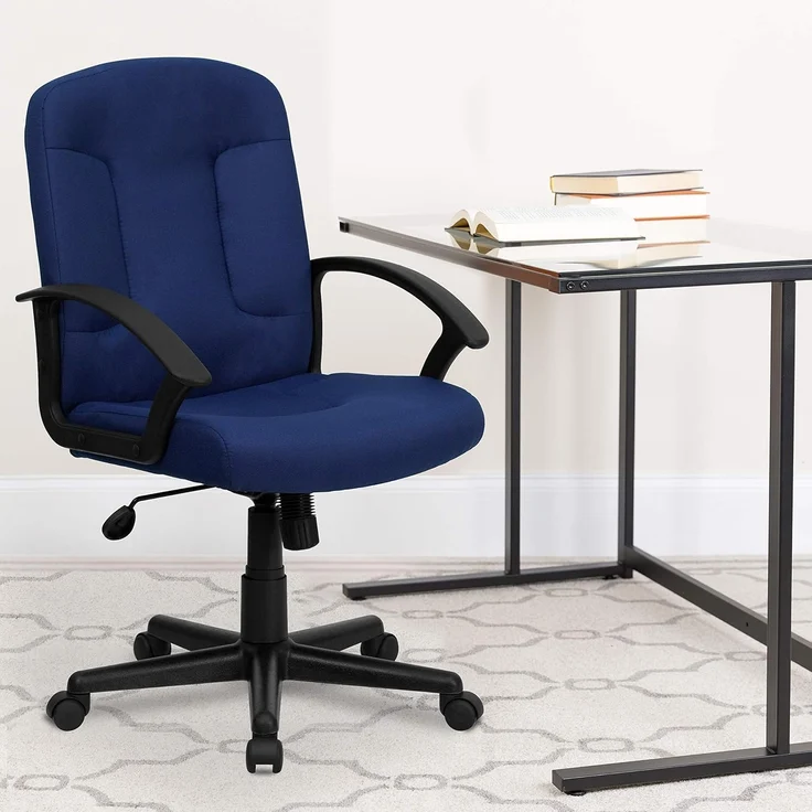Flash Furniture Garver Bürostuhl mit mittelhoher Rückenlehne, Marineblau, Stoff mit Nylon-Armlehnen – Bild 2