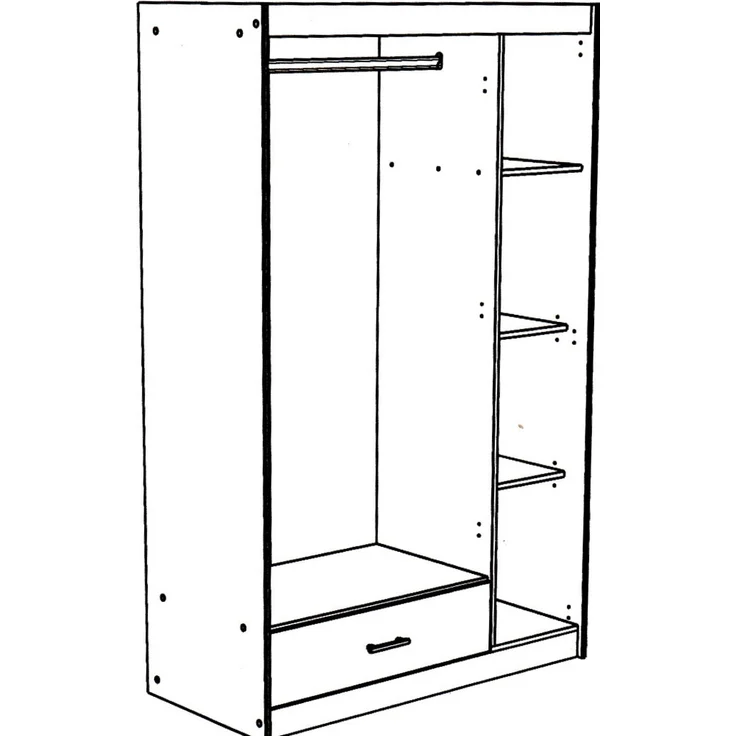 Schlafzimmer-Set >Most 74< (3-teilig) Bett, Kleiderschrank, Schreibtisch, Akazie Dekor / Weiss – Bild 4