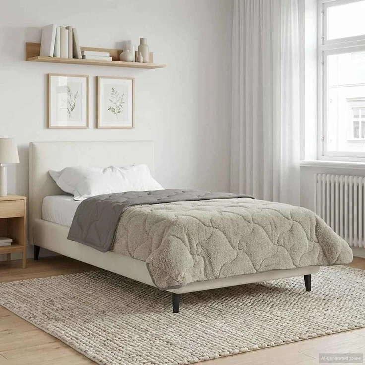 vidaXL Winterbettdecke Gepolstert Hellgrau 140 x 220 cm 42026319 – Bild 1