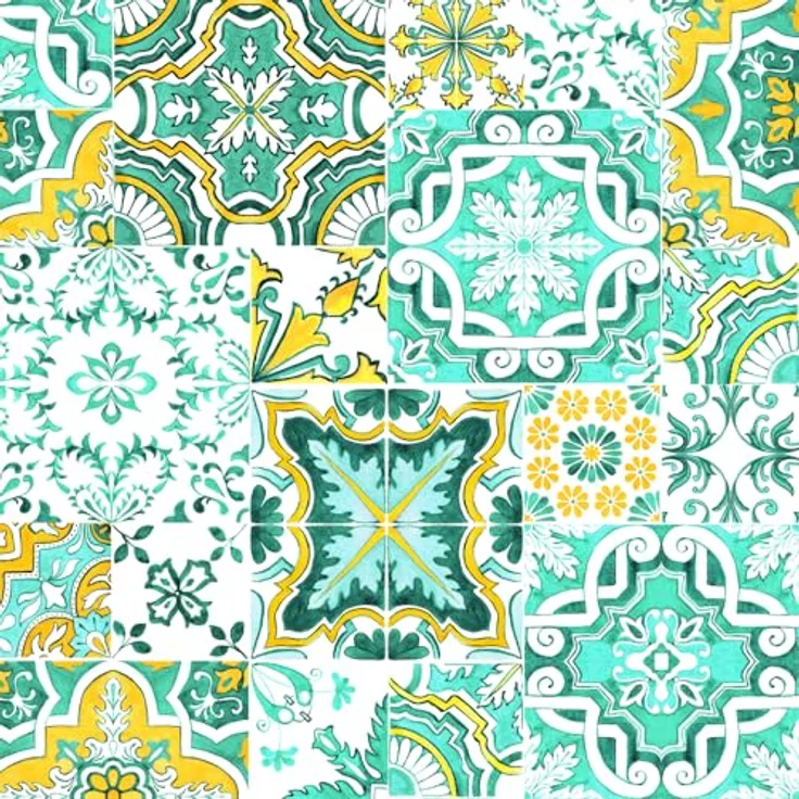 PETTI Artigiani Italiani - Tischdecke, schmutzabweisend, rechteckig, für Küchentisch, geometrisches Design, Vietri Grün, Wassergrün, X12, Sitzer (140 x 240 cm), 100% Made in Italy – Bild 5