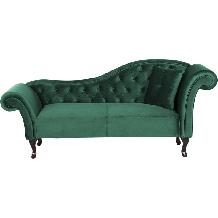 Chaiselongue Samtstoff dunkelgrün rechtsseitig LATTES