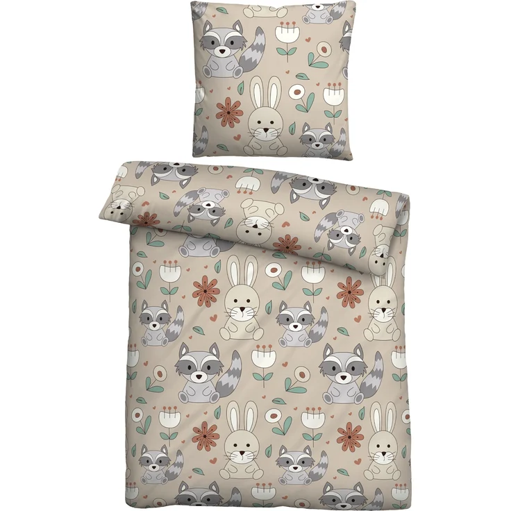biberna Feinbiber Bettwäsche WASCHBAER, taupe, 1x 135x200 cm + 1x 80x80 cm – Bild 1