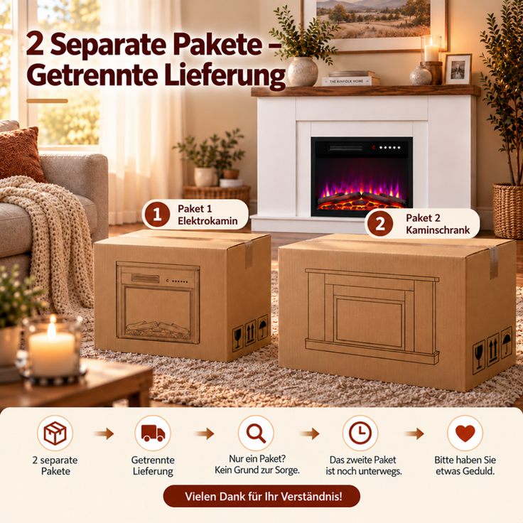 HOMAVO Elektrokamin mit Schrank, 23", 1000/2000W Heizung, 3D-Flammeneffekt , Schrankgröße: 139.5 × 37.5 × 21 cm, wahlweise mit Weihnachtsbaum – Bild 10
