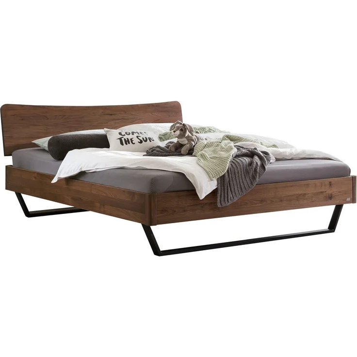 Hasena Bett Tresali Nussbaum mit Metallkufen 180x200 cm, Komforthöhe 25 cm – Lounge – Bild 1