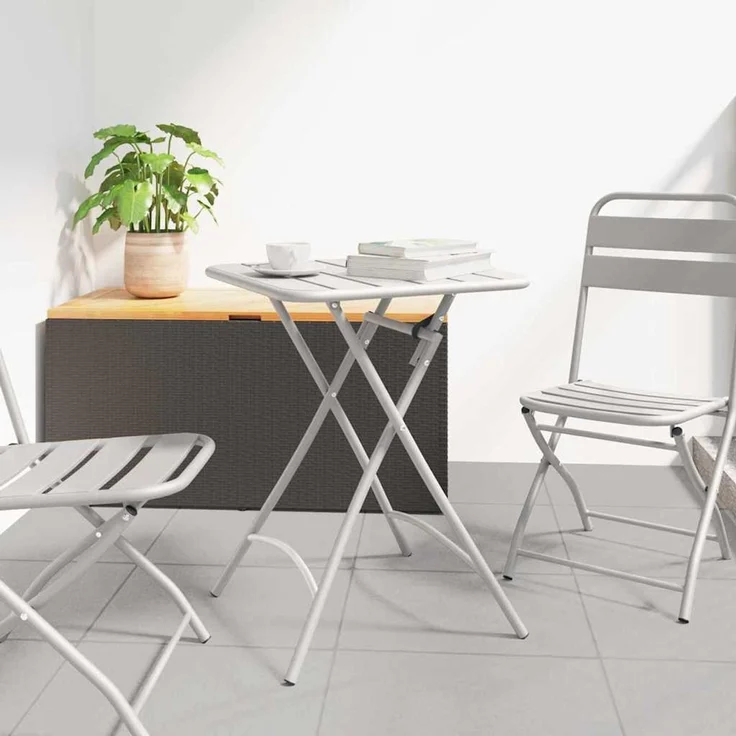 vidaXL Bistrotisch Beige 55 x 55 x 72,5 cm Pulverbeschichteter Stahl 42002947 – Bild 1