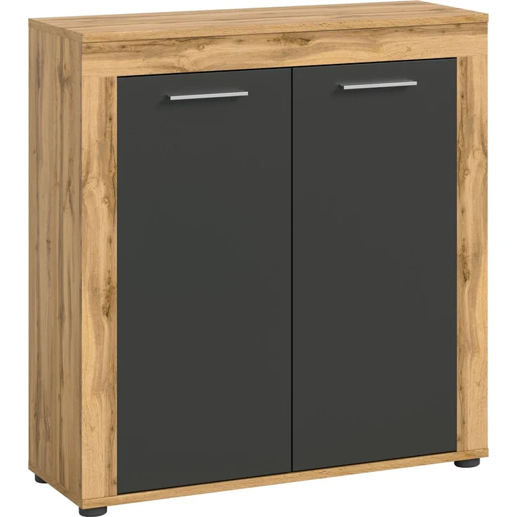xonox. home Wohnen Jam X8BN1T20 Highboard Hochkommode Wohnzimmerschrank Hochschrank in Wotan Eiche Melamin/grau Nachbildung, ca. B/H/T: 80 x 88 x 35 cm – Bild 1