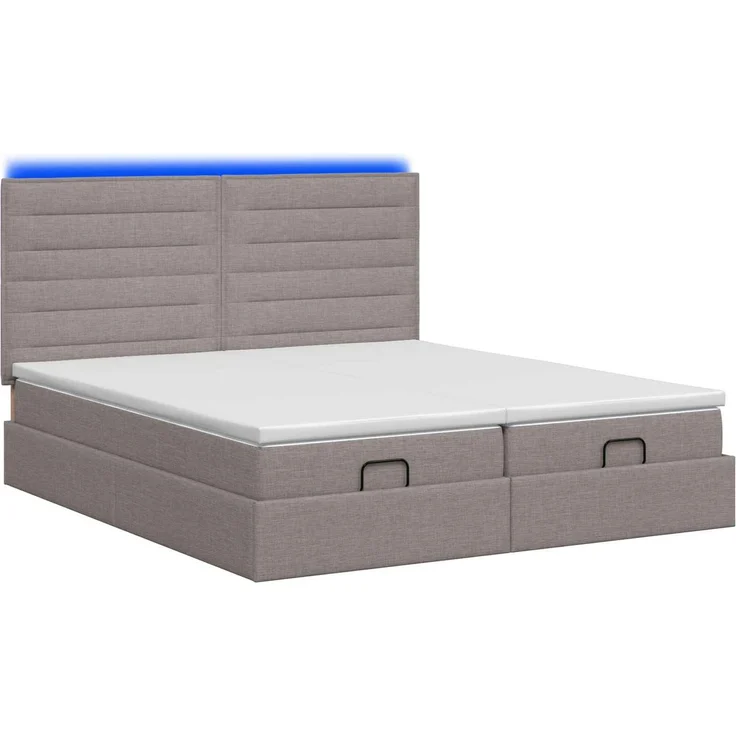 vidaXL Ottoman-Bett mit Matratze und LED Taupe 180 x 200 cm Stoff 3458420 – Bild 9
