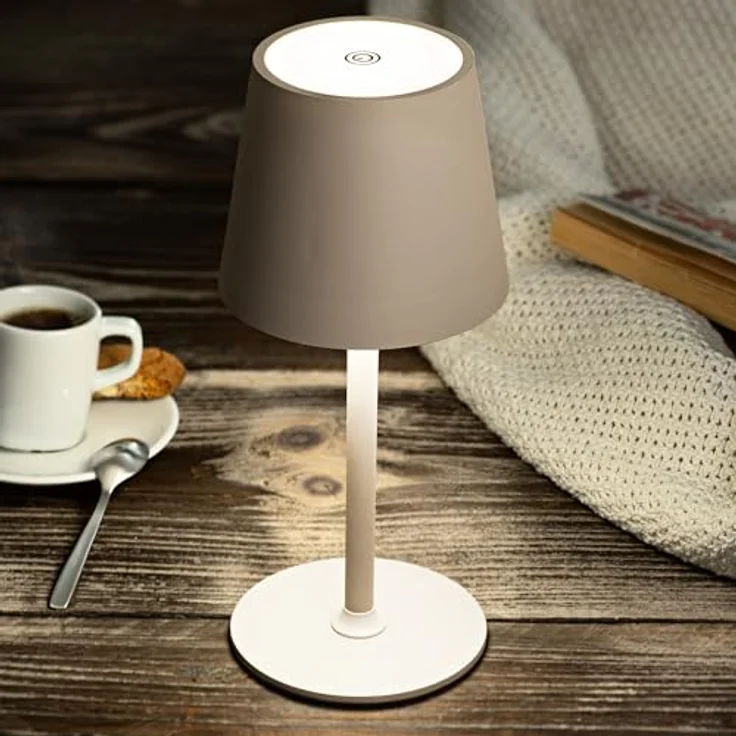 Idena 50152 Touch LED Tischlampe beige, dimmbar mit USB-Anschluss und drei Farbmodi, 24-38 cm höhenverstellbar – Bild 6