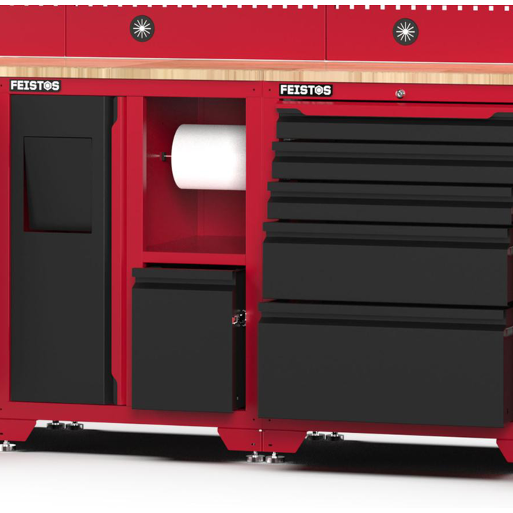 Feistos Werkstatteinrichtung "Juno 13", schwarz/rot, 528 x 46 x 198 cm (B x T x H),2 Hochschränke – Bild 4