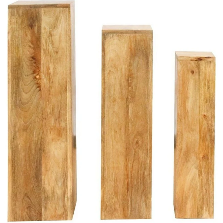Oriental Galerie Blumenhocker Massive Holz Säule Viereckig Podest natur groß 85cm (1 St) – Bild 3