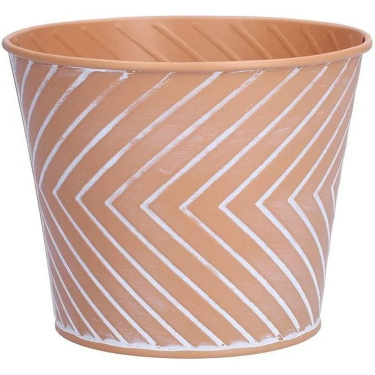INNA-Glas Blumentopf Pflanzentopf CENDRINE Zink, Linienmuster, orange, 9,3cm, Ø11,5cm