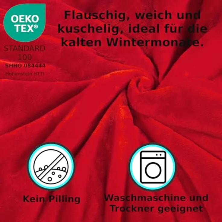 MALIKA® Premium warme Spannbettlaken Cashmere-Touch Bettlaken Jersey Fleece Spannbetttuch Laken, Farbe:ROT, Größe:2er Set 90-100x200 cm – Bild 5