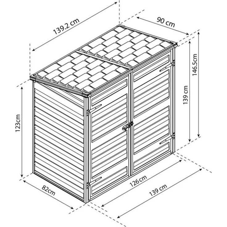 Palram-Canopia 'Voyager' Gerätebox, Aluminium schwarz, 90 x 139 x 147 cm – Bild 7