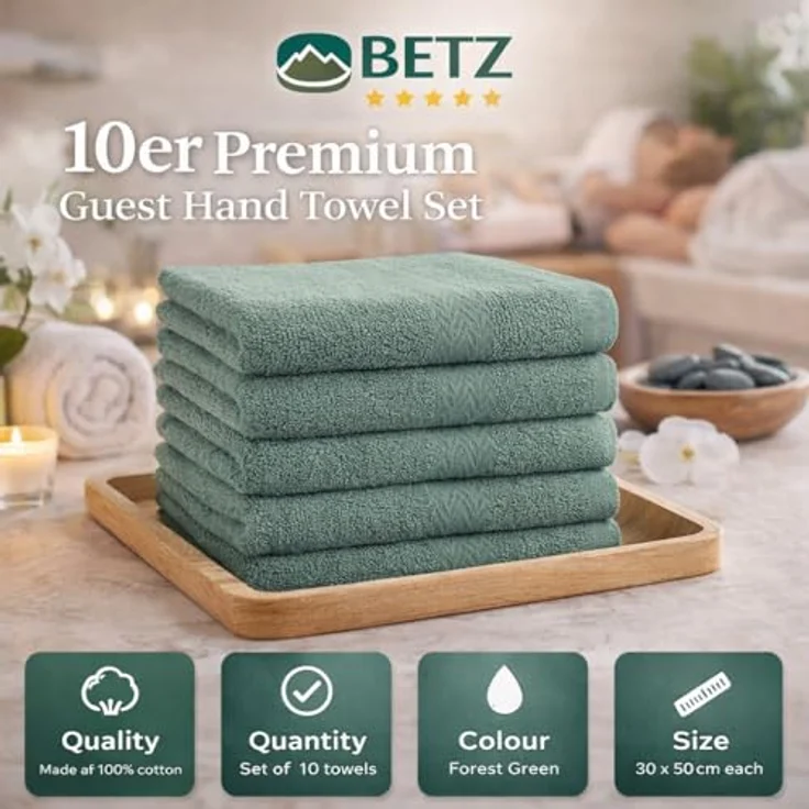 Betz Gästehandtücher 10 tlg. Gästehandtücher-Set PREMIUM 100 % Baumwolle 30x50cm, 100% Baumwolle (10-St) – Bild 3