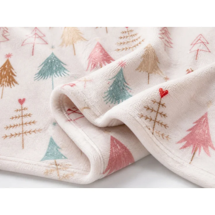 Flanell-Kuscheldecke mit Weihnachtsbaum-Motiv Mehrfarbig, für Bett, 200x230 cm – Bild 3