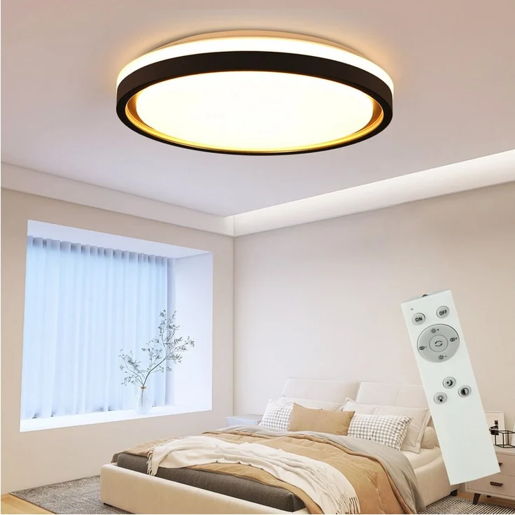 Nettlife LED Deckenleuchte Sternenhimmel Dimmbar Schwarz 30/40cm Rund Modern Deckenlampe, Dimmbar mit Fernbedienung, LED fest integriert, Warmweiß, Neutralweiß bis Kaltweiß, für Wohnzimmer Küche Schlafzimmer Flur Esszimmer – Bild 5