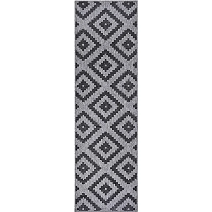 In- & Outdoor Teppich Malta Schwarz Silber - 80 x 350 x 0,5 cm – Bild 3